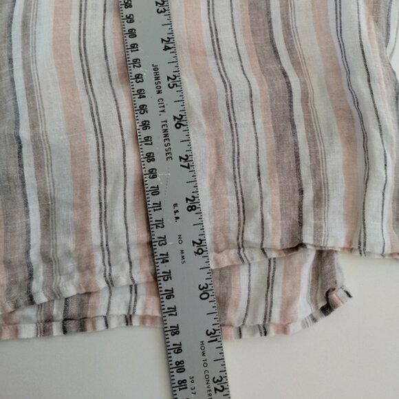 Roots 100% Linen Striped Blouse Size XL Long Sleeve Relaxed Fit Nautical Beach - Picture 6 of 7